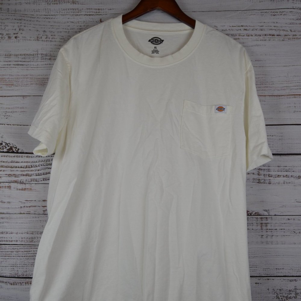 Dickies Shirt Adult XL White Basic Work Wear Short Sleeve Pocket Tee EUC
